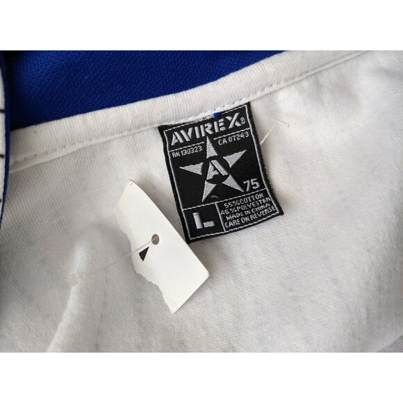 HTF New AVIREX Varsity Baseball Knit Sweater Full Zip Jacket Mens L White Stripe - Picture 3 of 8